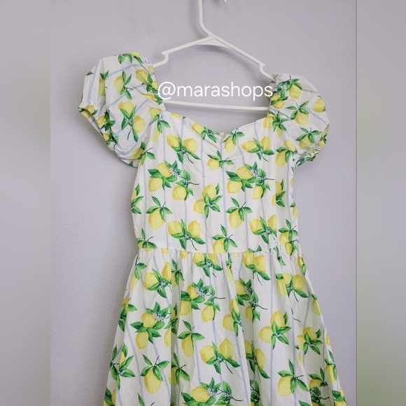 Janie & Jack Lemon Stripe Puff Sleeve Dress - Picture 3 of 6